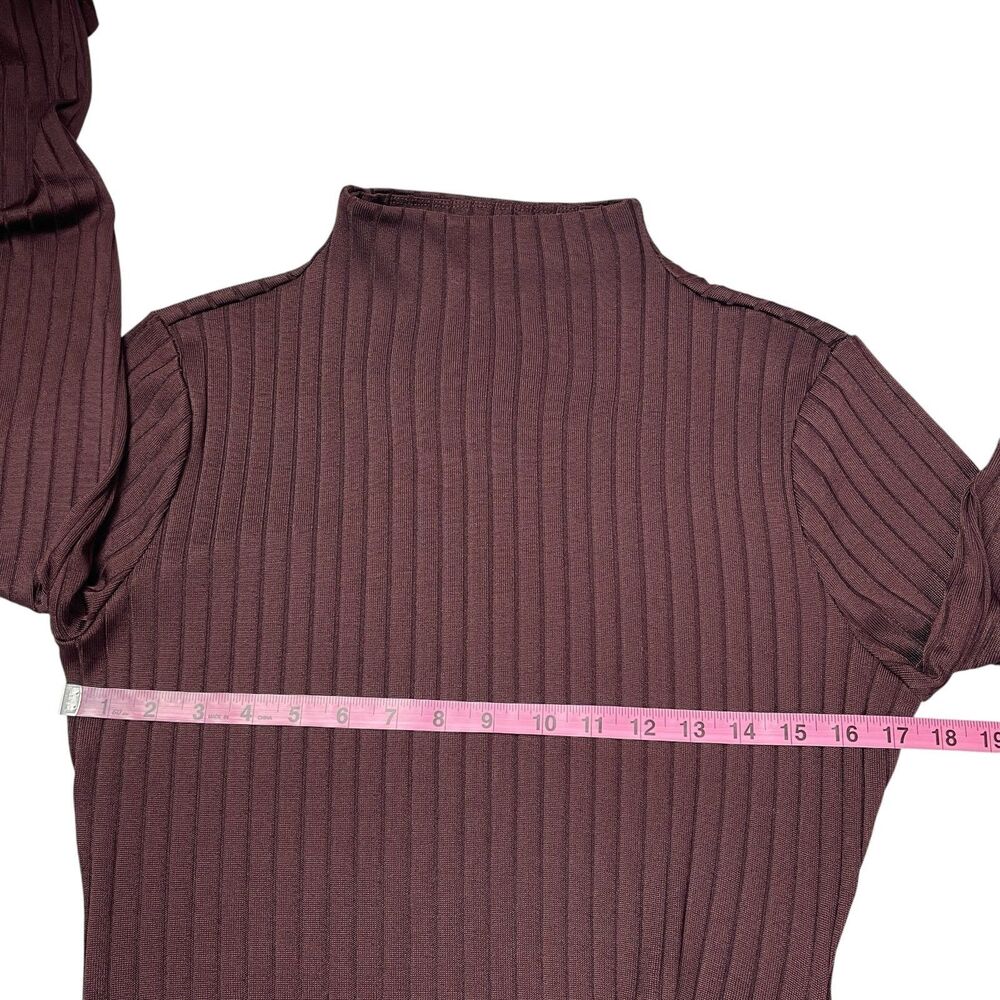 Good American Women’s Maxi Dress XL Burgundy Ribbed Mock Neck Long Sleeve - Picture 8 of 11